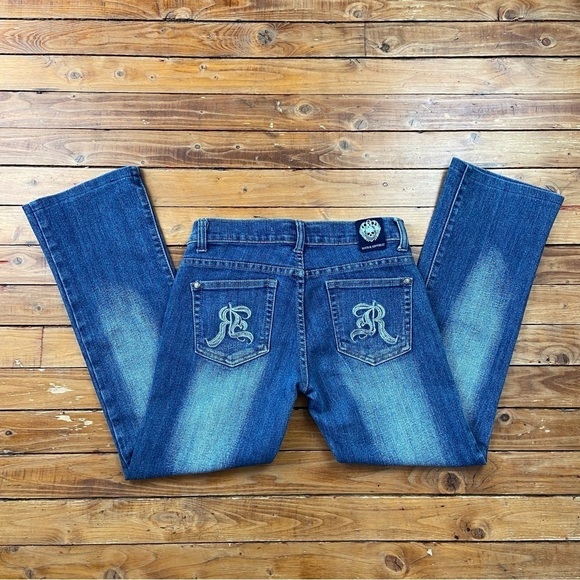 Rock & Republic low rise jeans boot cut blue stretchy denim classic size 28 moto - Picture 3 of 14